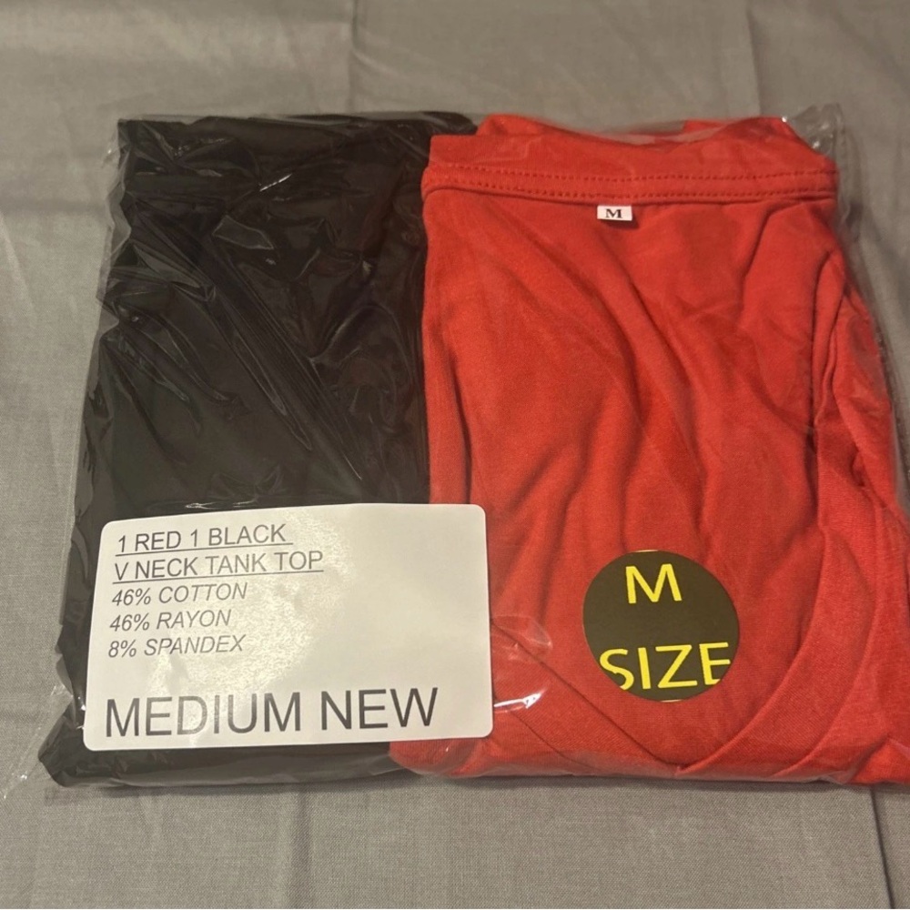 Black and Red V-Neck Tank Tops